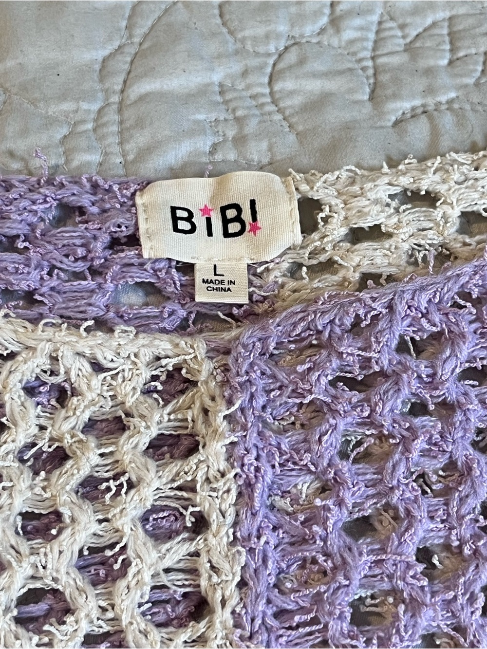 BiBi Lavender Peach Cream Open-Knit Colorblock Sweater - Picture 2 of 4